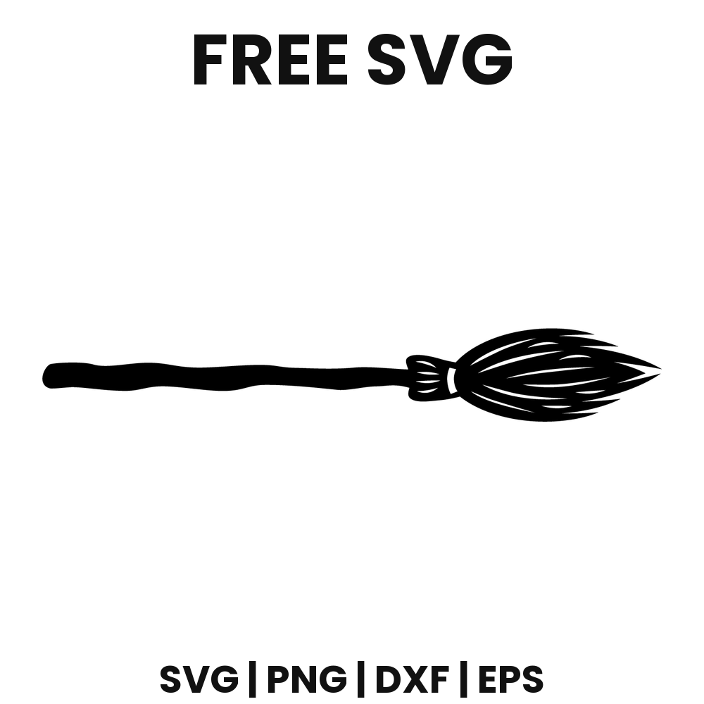 Witch Broom SVG Free – Halloween Broomstick Silhouette Cut File