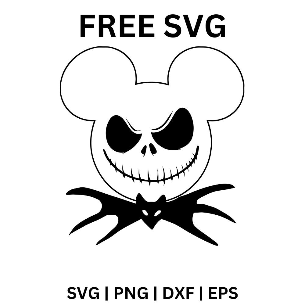 Mickey Jack Skellington SVG Free | Disney Halloween Skull Design for Cricut & Silhouette