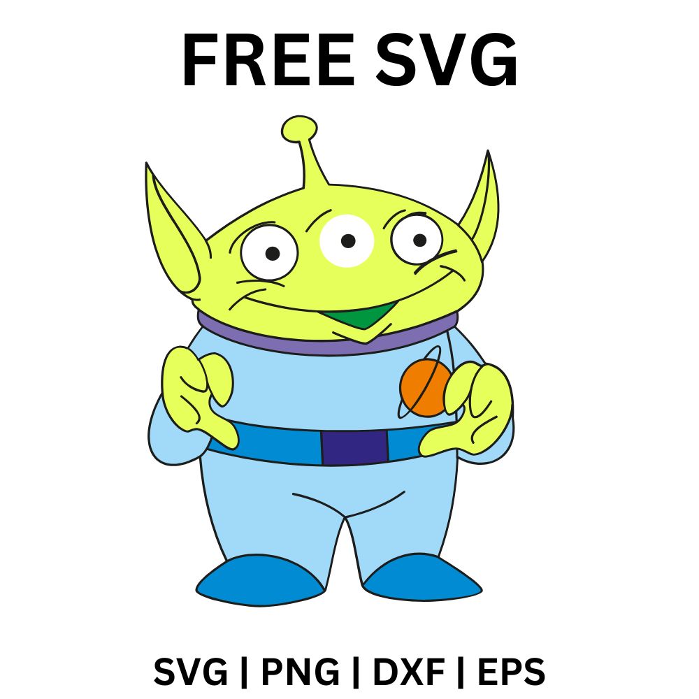 Toy Story Alien Waving SVG Free | Cute Green Alien with Smile for Cricut & Silhouette