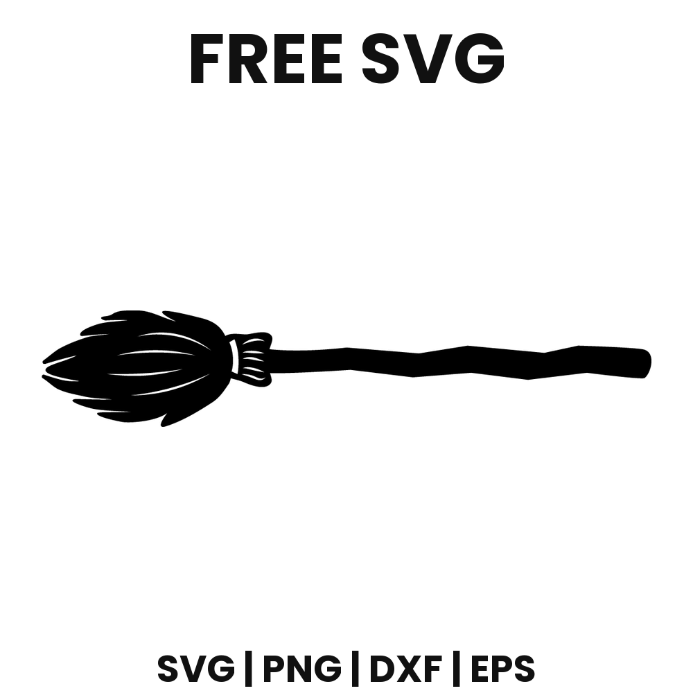 Broomstick SVG Free – Witch Broom Silhouette Cut File