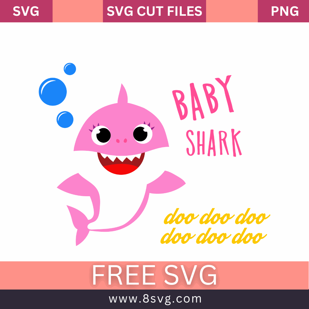 Baby shark girl Svg Free Cut File For Cricut