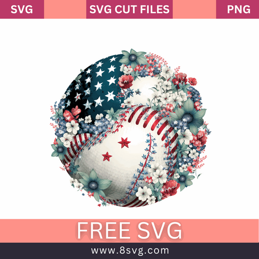 Baseball Ball American Flag Sublimation SVG Cut File for Cricut