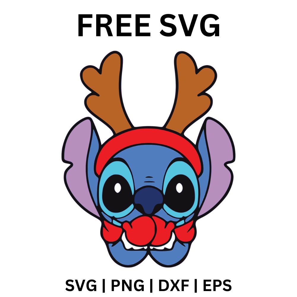 Cute Reindeer Stitch Christmas SVG Free for Decorations-8SVG