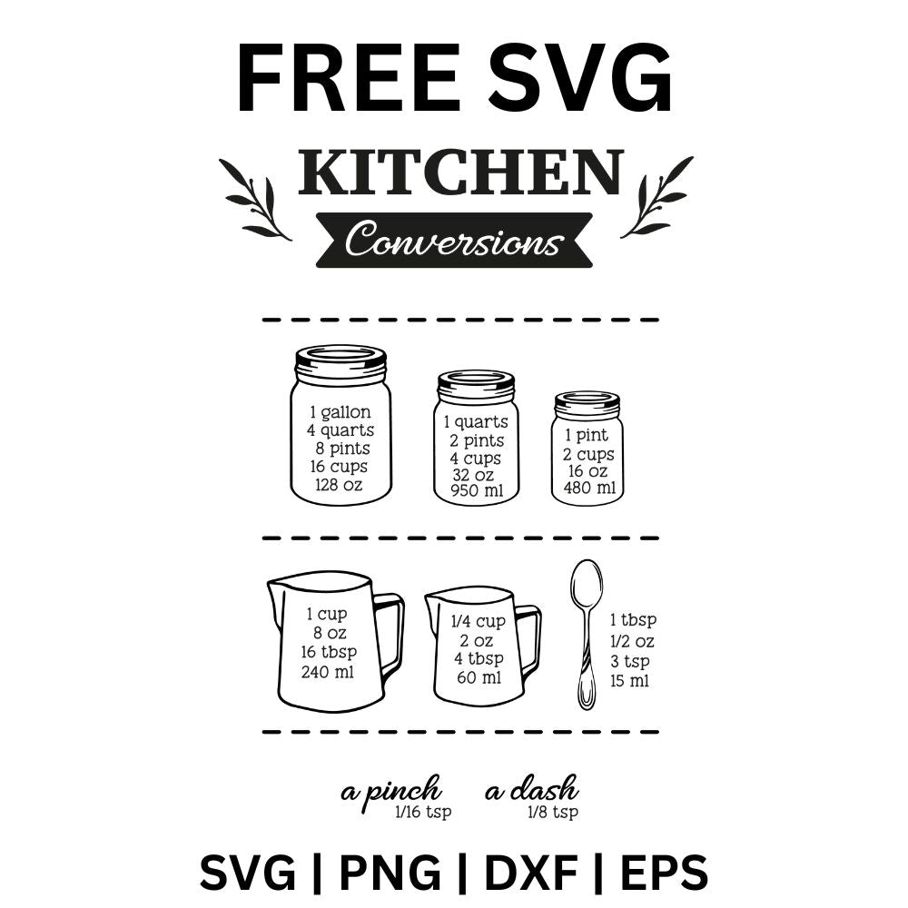 Farmhouse Kitchen Measurement Chart SVG Free for Cricut & Silhouette-8SVG