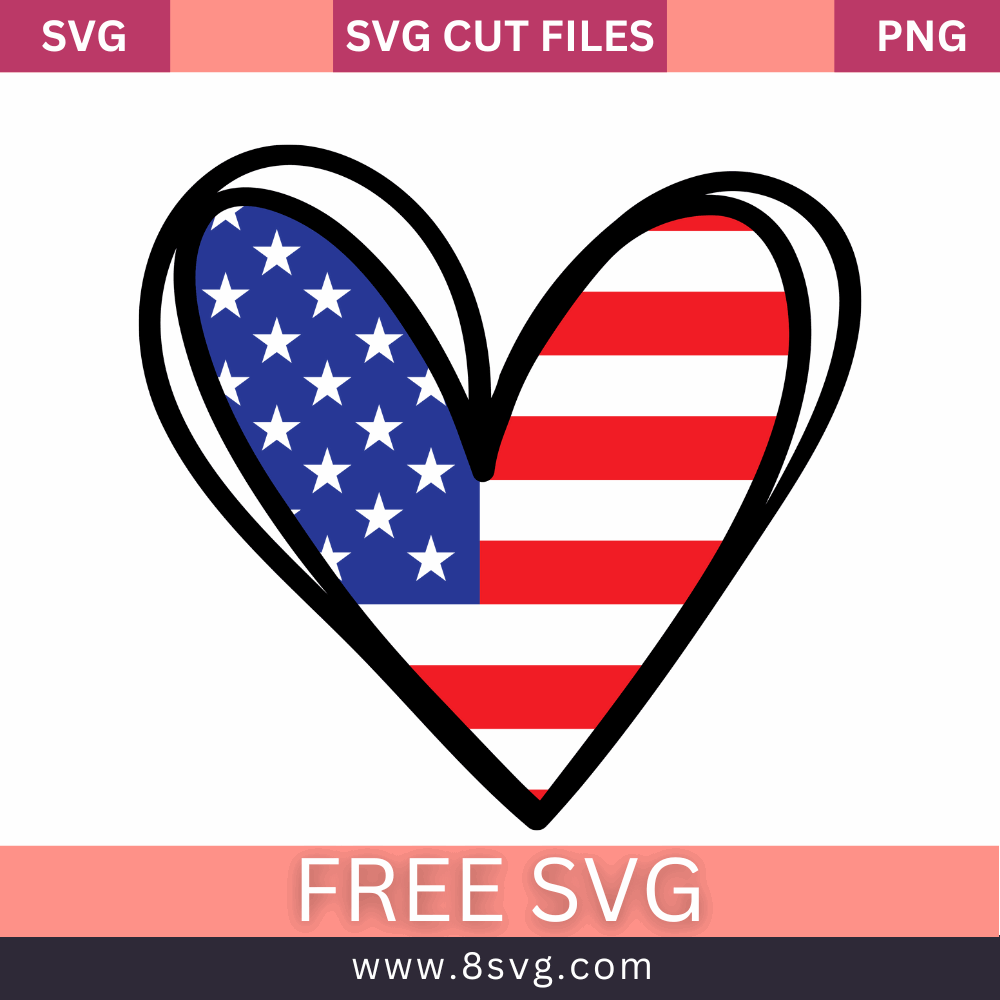American Heart 4th of July SVG Cut File