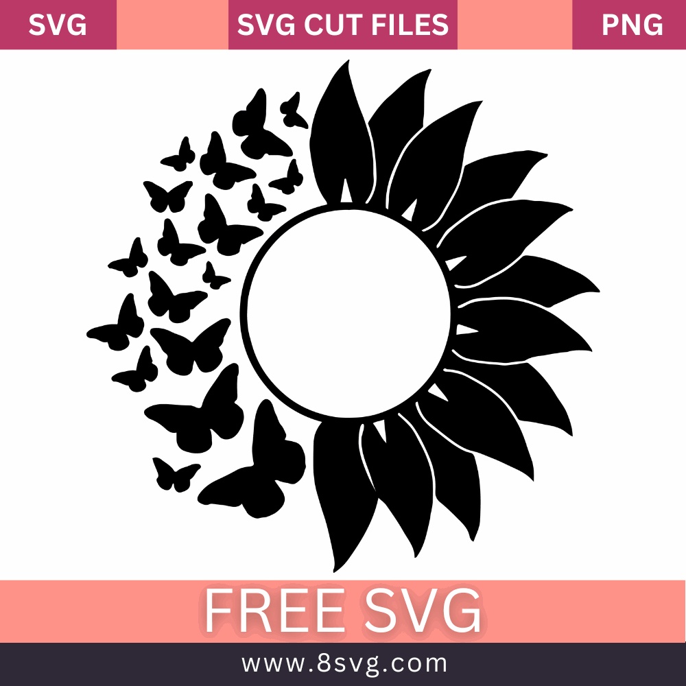 Sunflower Butterfly SVG Free Download - Cut Files for Cricut & Silhouette