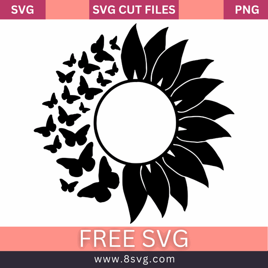 Sunflower Butterfly SVG Free Download - Cut Files for Cricut & Silhouette