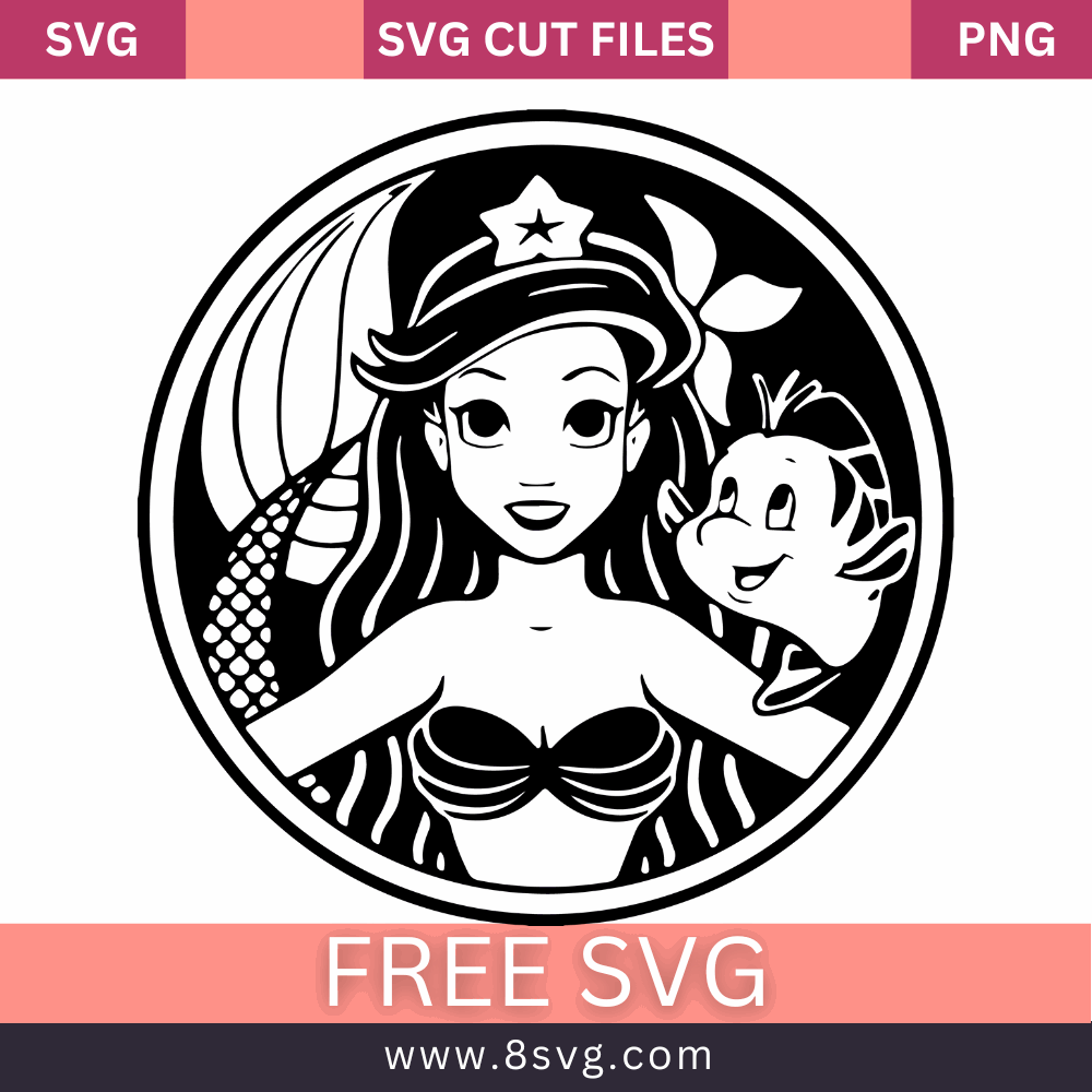 Disney Princess Ariel the little mermaid Starbucks Svg Free