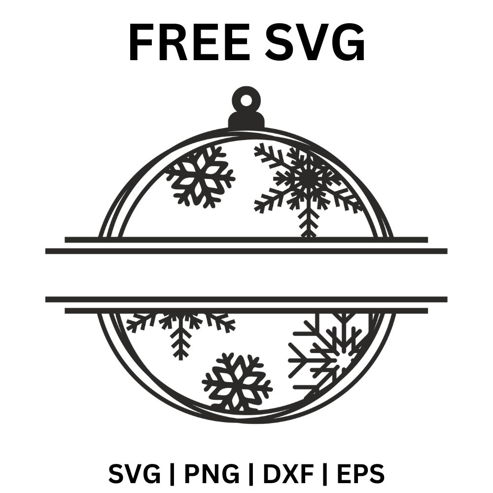 Christmas Ornament Monogram Frame Free SVG Cut File for Cricut-8SVG