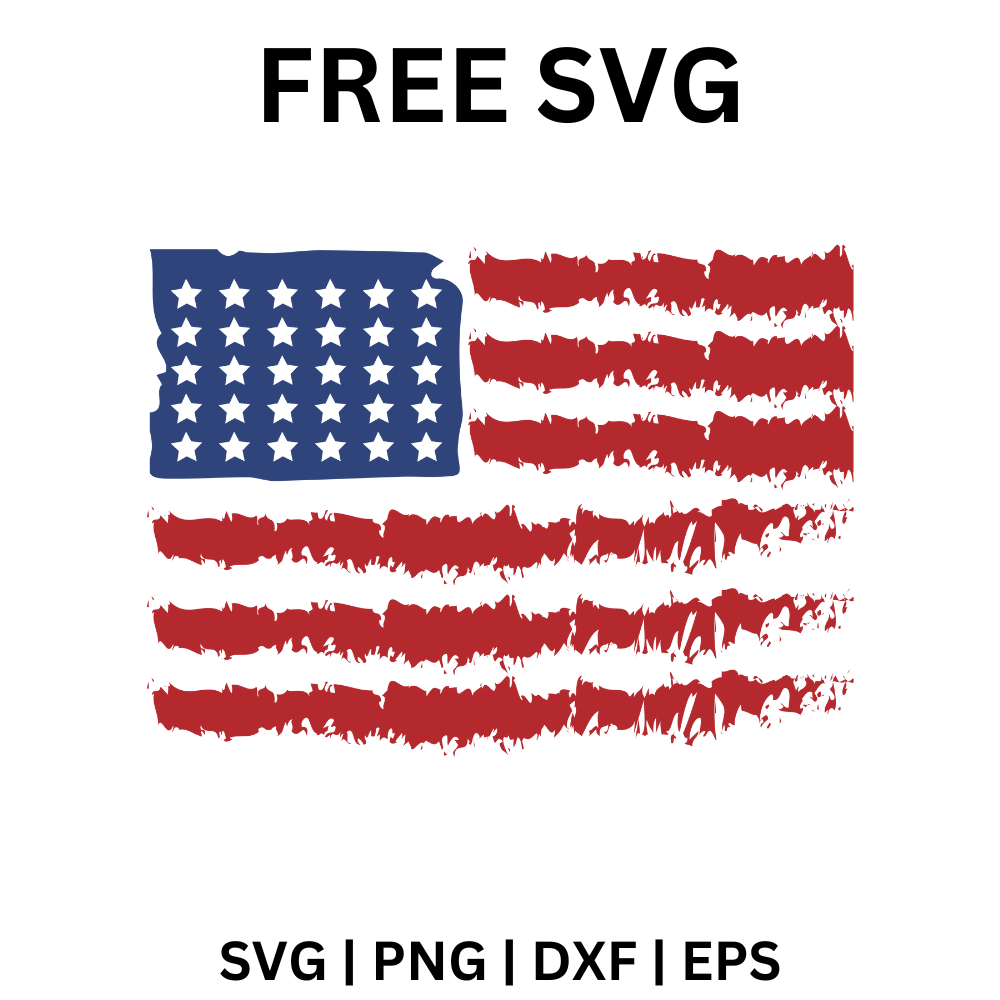 Distressed Flag SVG Free | Grunge American Flag Silhouette Cut File for Cricut & Silhouette