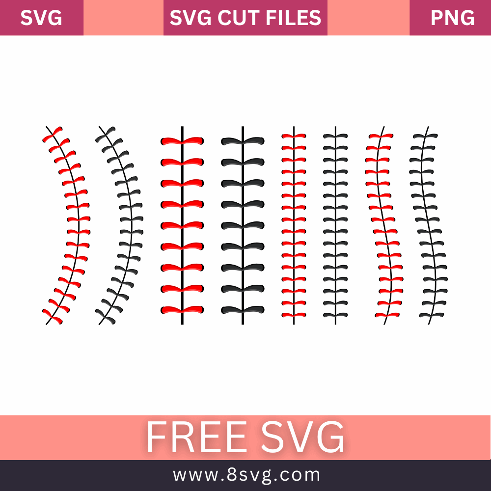 Baseball Ball Stitches Red Lace Svg Free Cut File