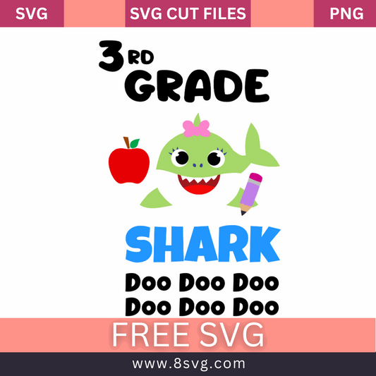 3rd Grade Baby Shark Girl Graduation Svg Free Cut File