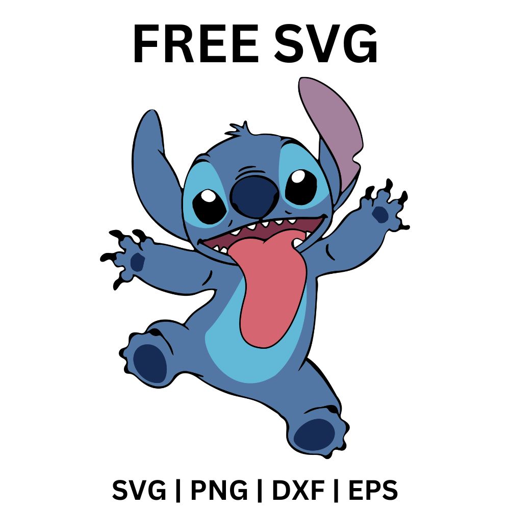 Excited Stitch SVG Free | Playful Alien Character SVG for Cricut & Silhouette-8SVG