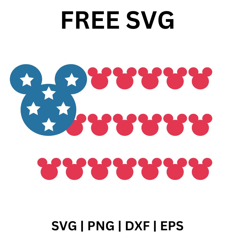 Mickey Heart Flag Pattern SVG Free | Patriotic Mouse Heart Border for Cricut & Silhouette