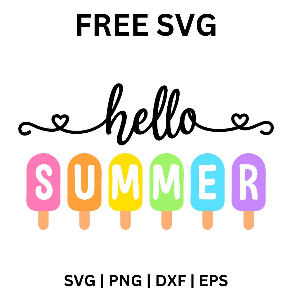Hello Summer SVG Free Cut File for Cricut & Silhouette-8SVG