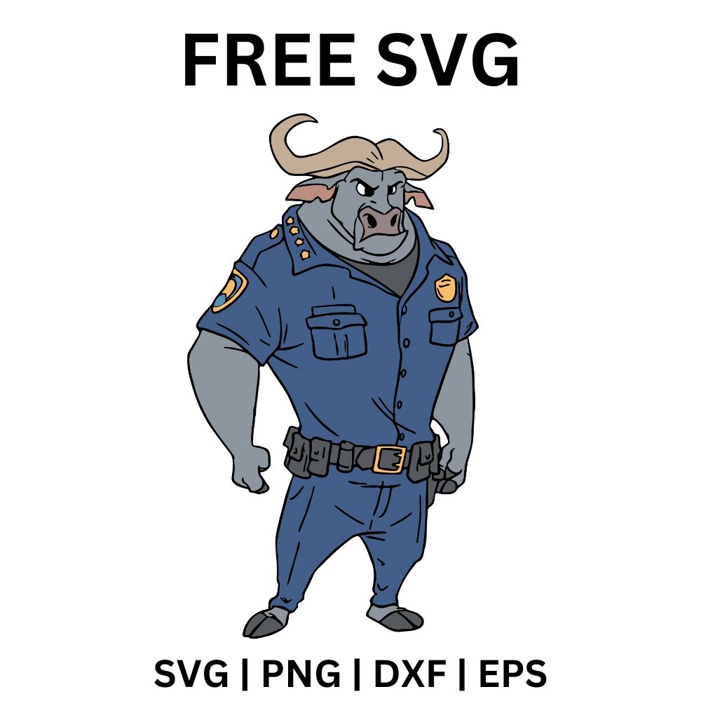 Buffalo Cop SVG Free | Strong Police Character Clipart for Cricut & Silhouette