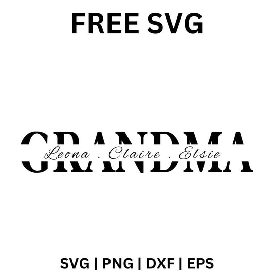 Custom Grandma SVG Free with Names Monogram Cricut & Silhouette
