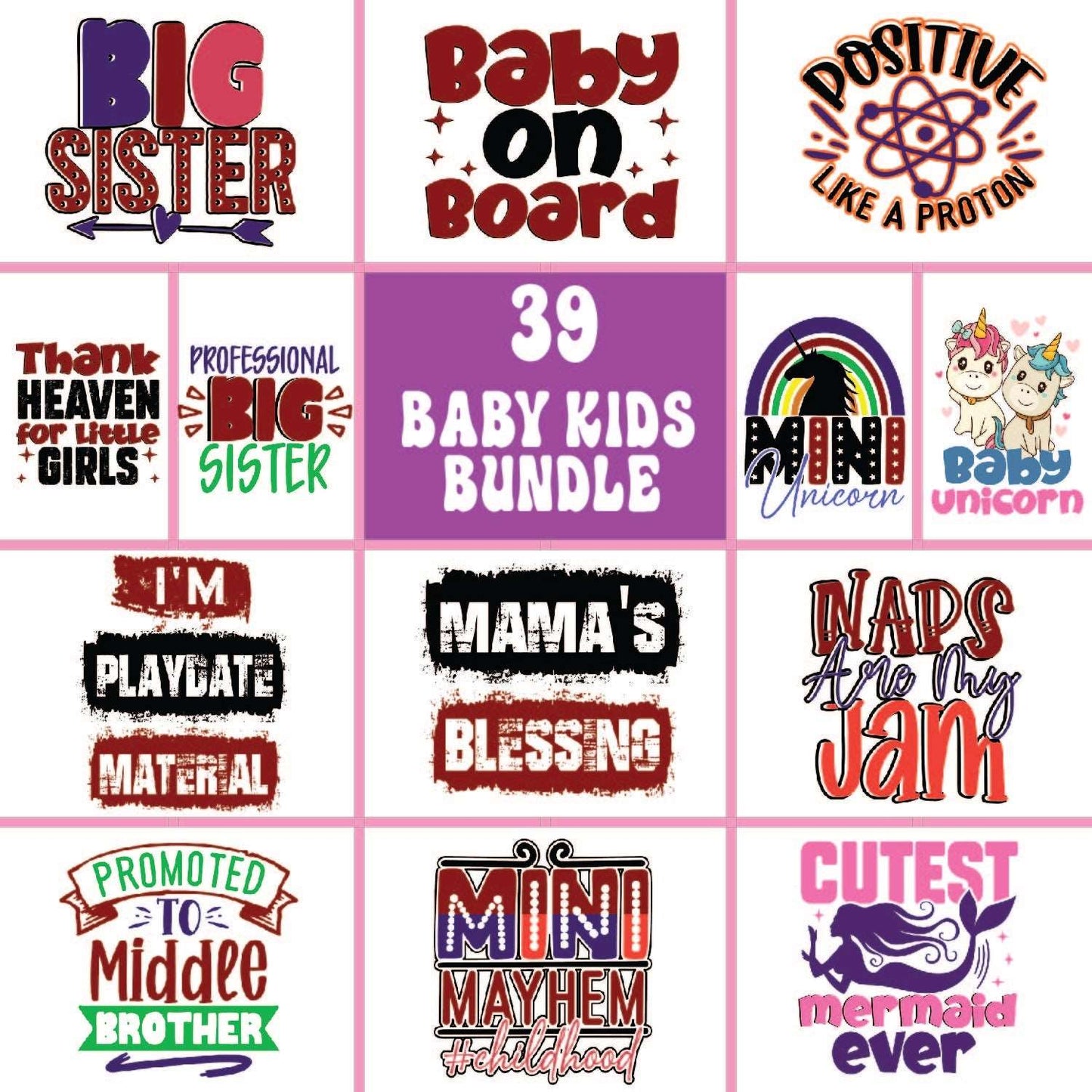 39 Baby Kids Svg Bundle Cut File For Cricut