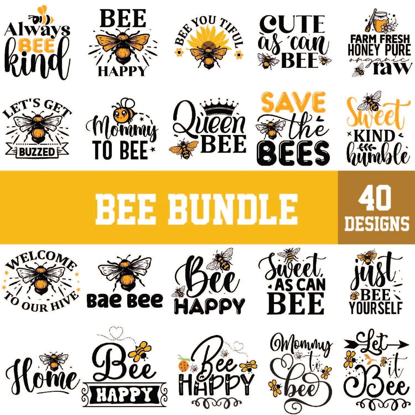 40+ Bee Svg Bundle Cut Files For Cricut- 8SVG