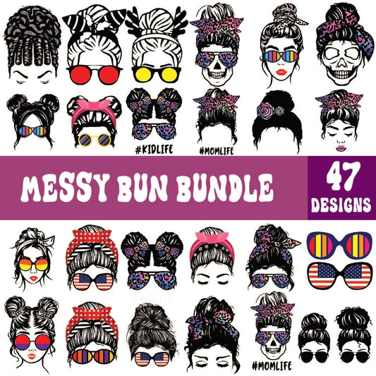 47 Messy Bun Svg Bundle Cut File For Cricut