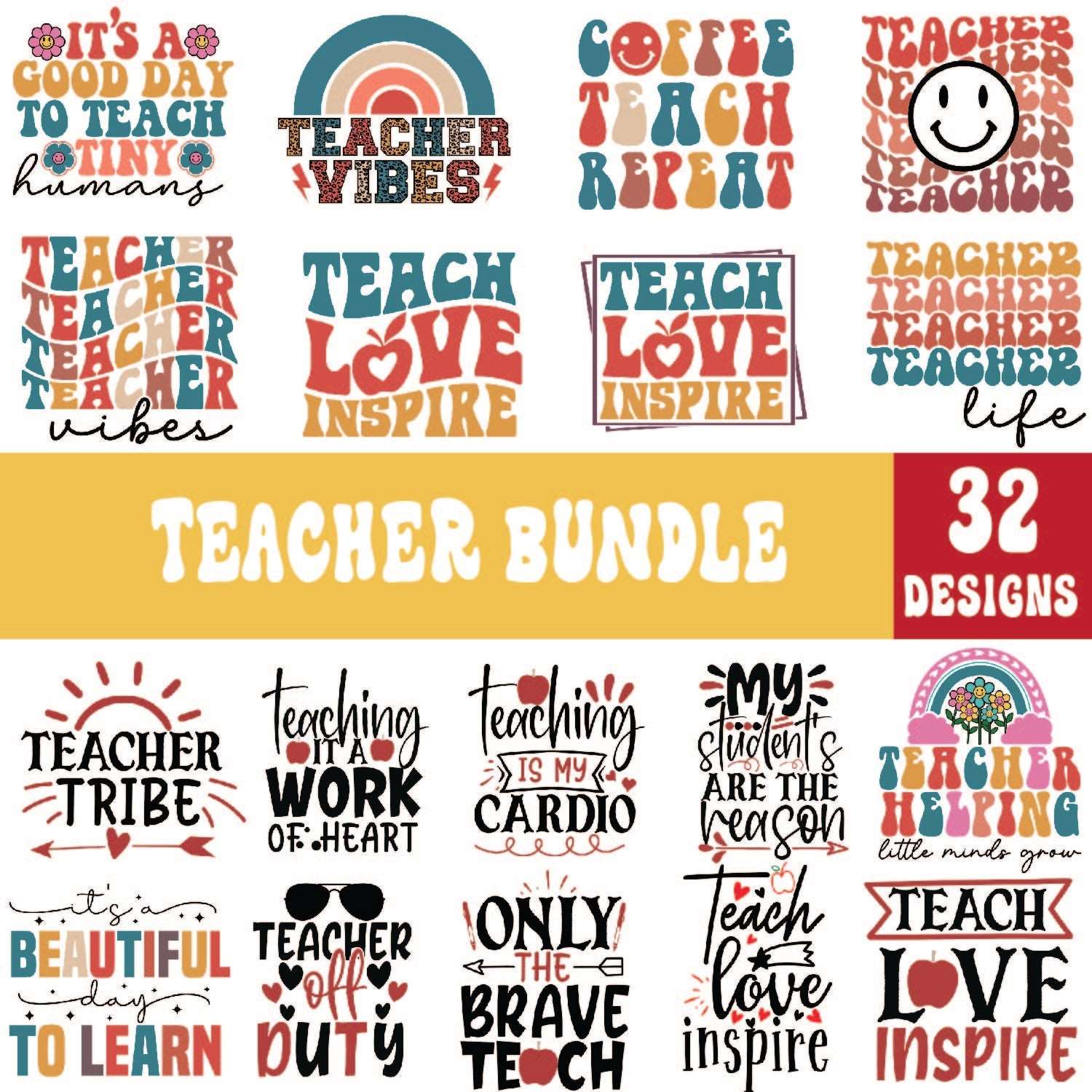 32 Teacher Svg Bundle Cut Files For Cricut