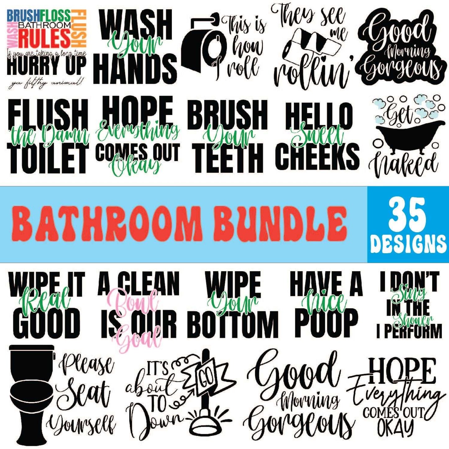 35+ Bathroom Svg Bundle Cut File For Cricut
