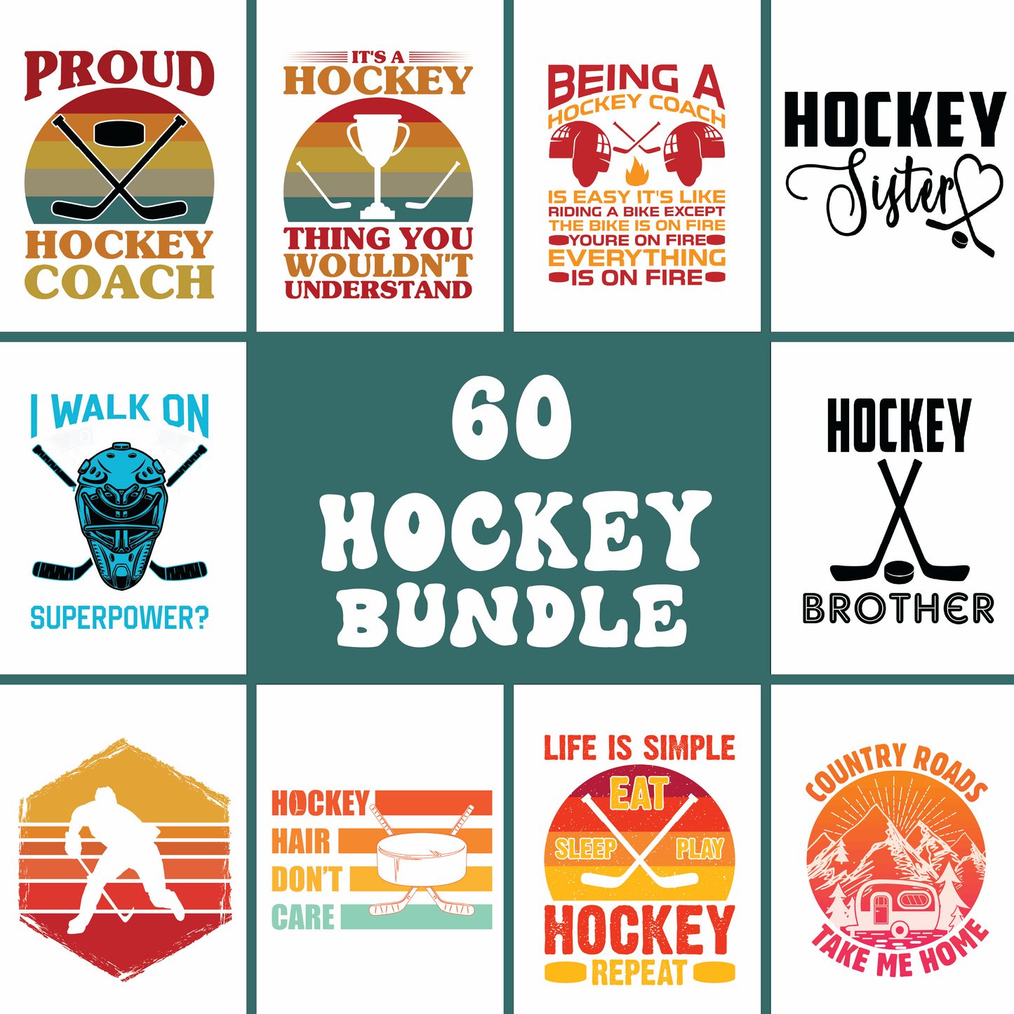60+ Hockey Svg Bundle Cut Files For Cricut- 8SVG