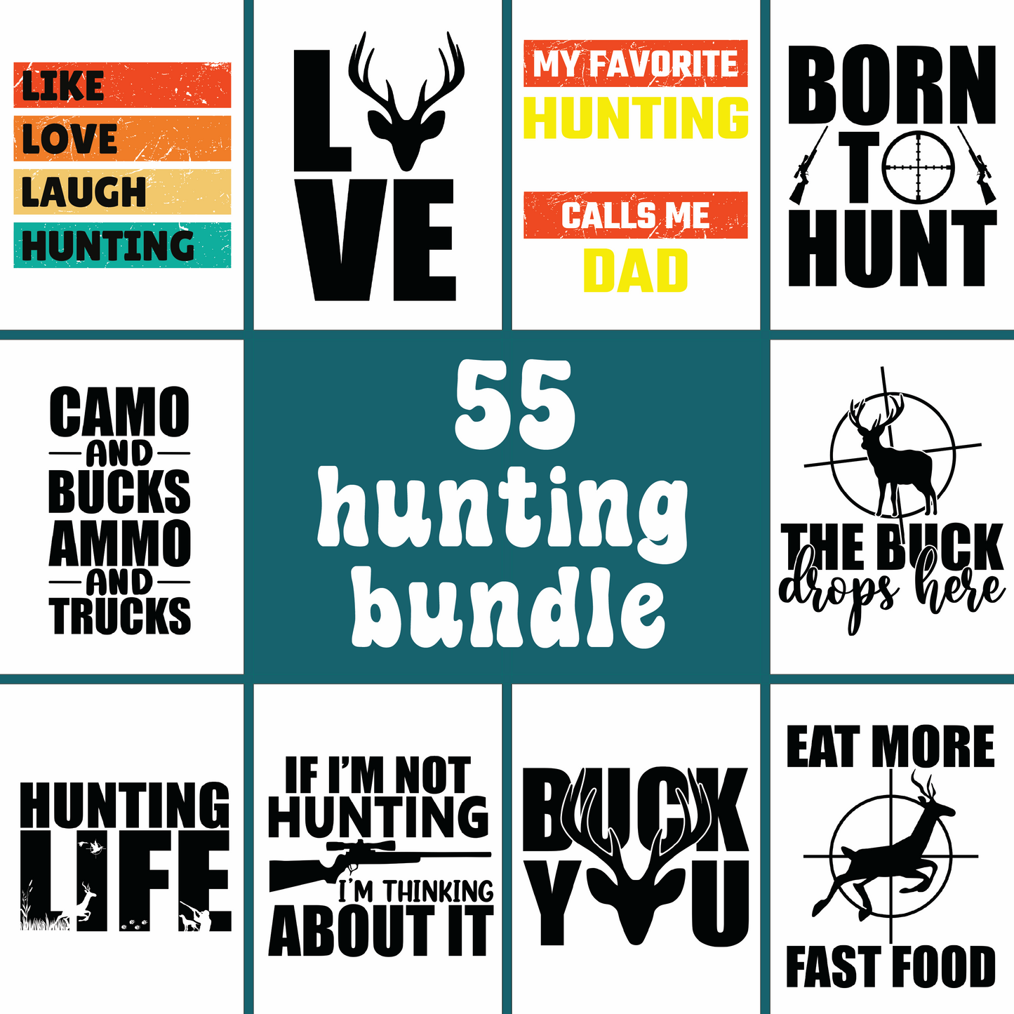 55+ Hunting Svg Bundle Cut Files For Cricut- 8SVG