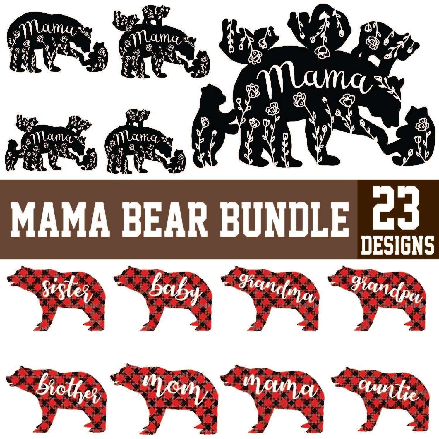Mama Bear Sunglasses Christmas Red Buffalo Plaid Mom Bear T-Shirt