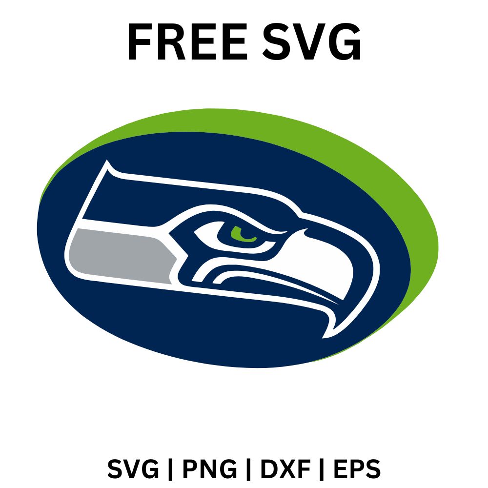 Navy oval with a lime green crescent edge framing a white outlined hawk head with a gray streak and green eye, free football hawk SVG cut file preview.
