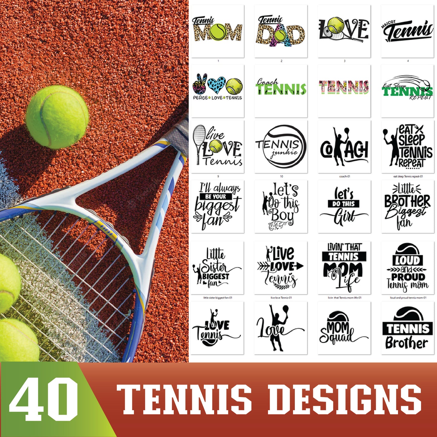 40+ Tennis Svg Bundle Cut File For Cricut