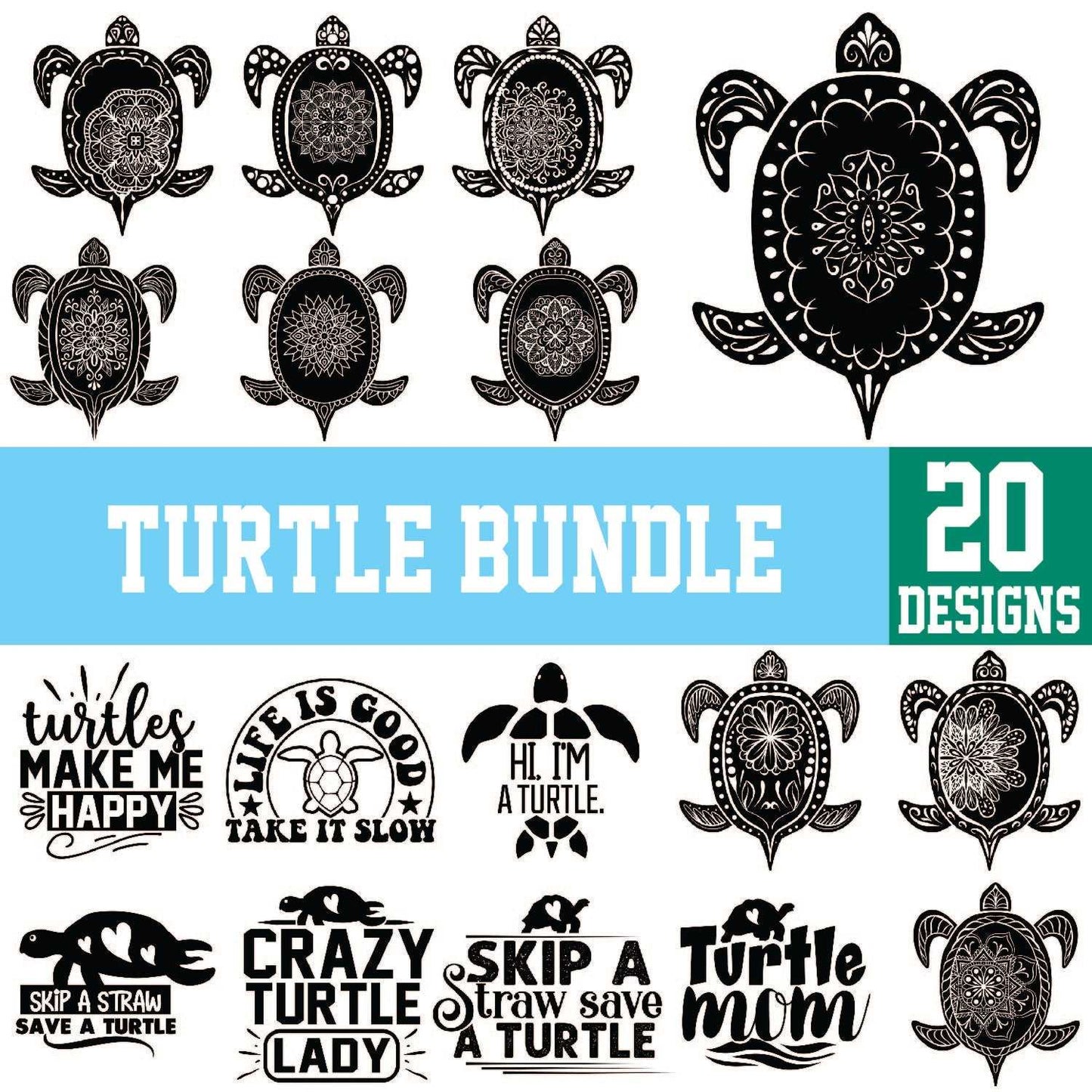 20+ Turtle Svg Bundle Cut Files For Cricut- 8SVG