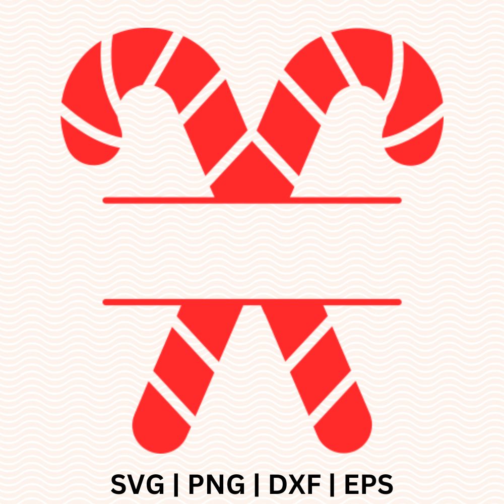 Candy Cane Svg, Christmas Candy Monogram, Holiday Candy Svg. Vector Cut  File Cricut, Silhouette, Pdf Png Eps Dxf, Decal, Sticker, Vinyl. 
