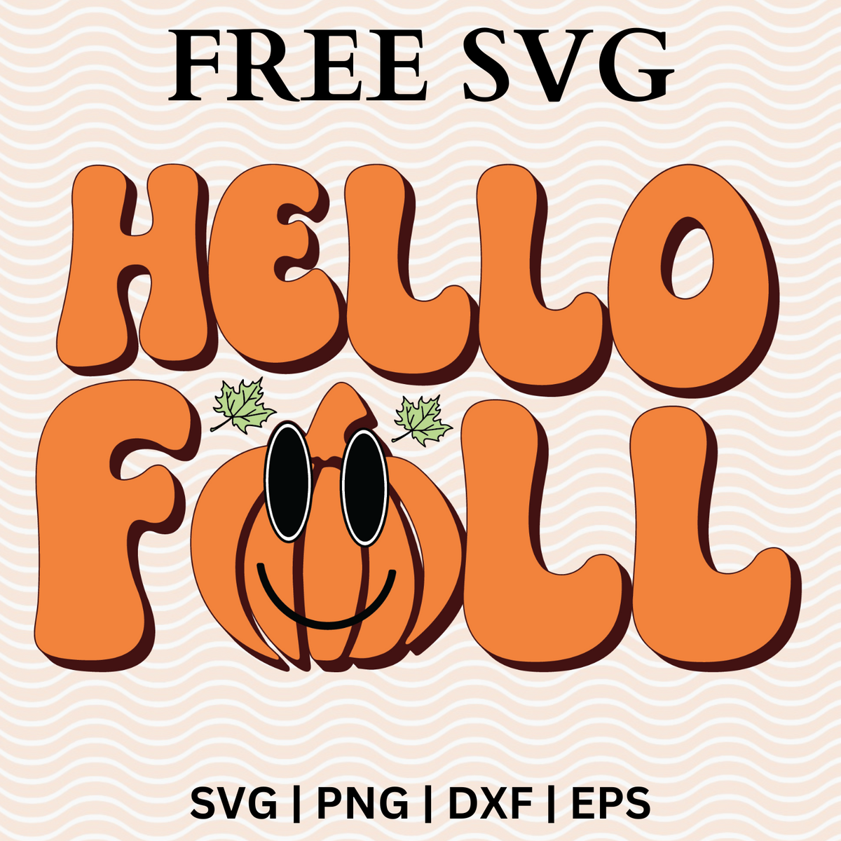 Retro Hello Fall Svg Free For Cricut or Silhouette & PNG Free Download