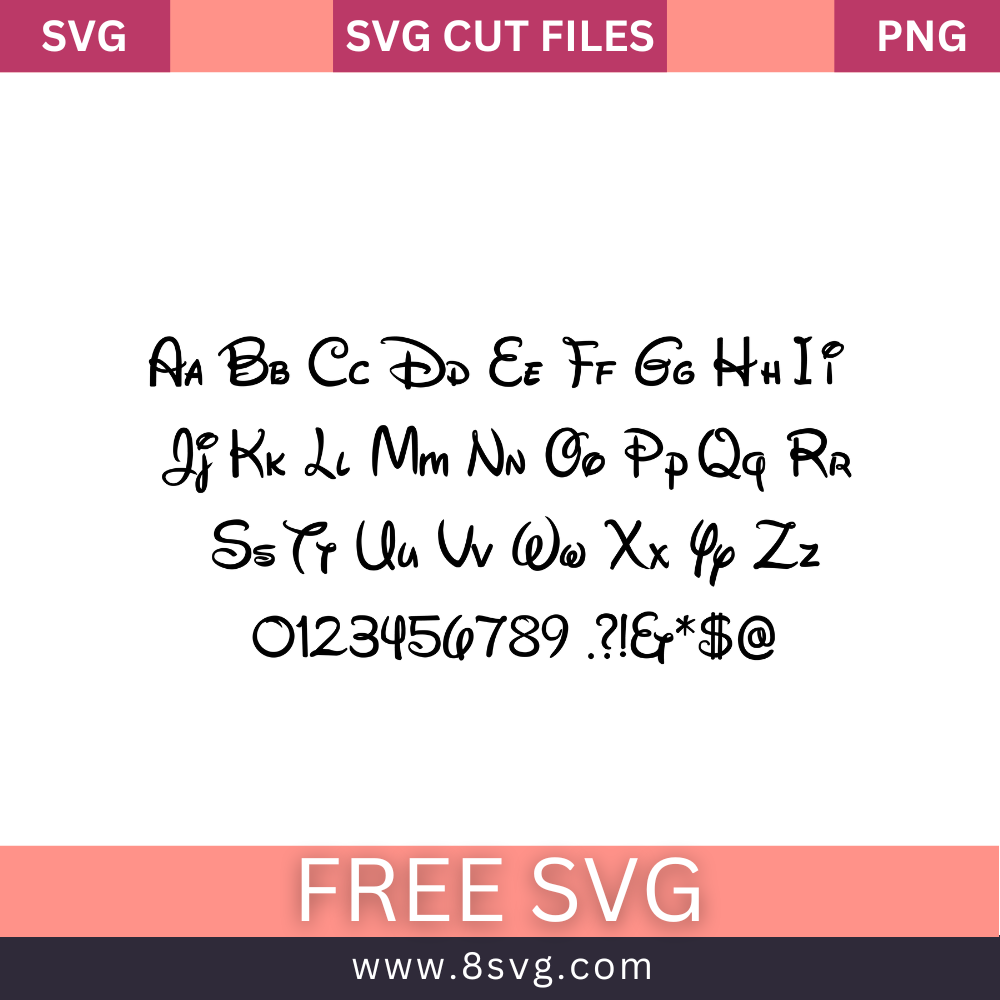 Disney Font SVG Free - Instant Download Disney Alphabet