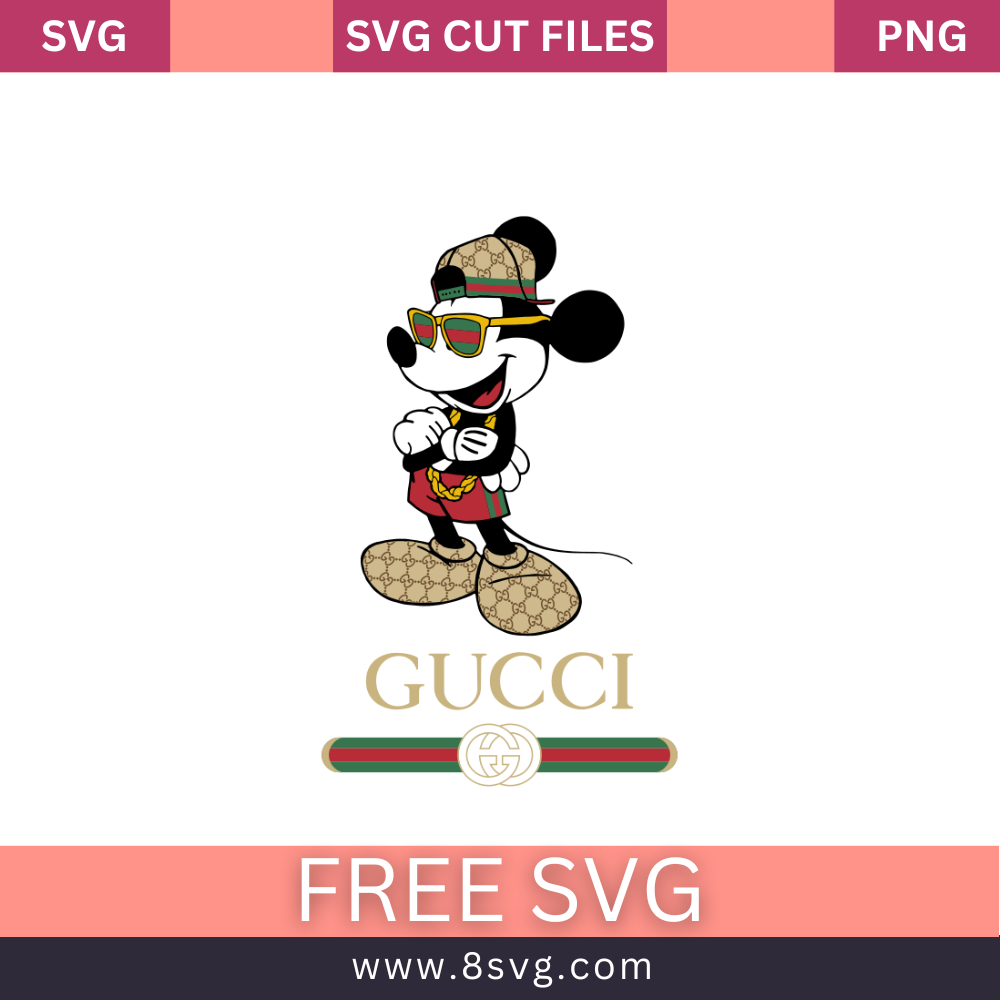 Mickey Gucci Brand Logo SVG Free Cut File Download
