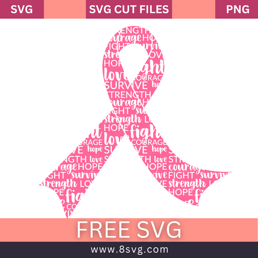 KLD Cancer Ribbon Knockout SVG Free Cut File for Cricut