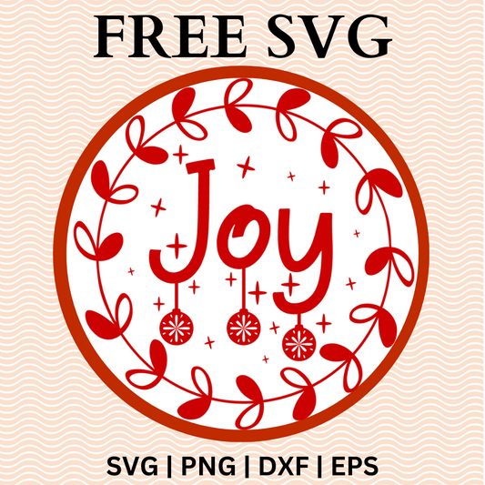 Joy Christmas Christmas Round Sign SVG Free PNG File For Cricut