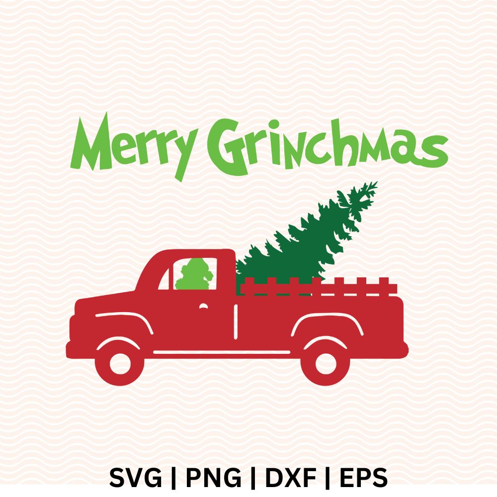 Grinch with red truck SVG cut file for craft and hanmade cricut