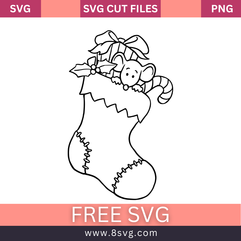 Stocking with candy christmas outline SVG Free And Png Download