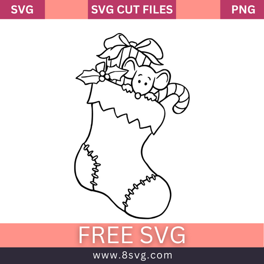 Stocking with candy christmas outline SVG Free And Png Download
