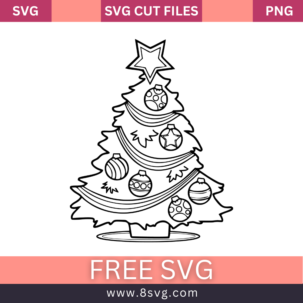 Christmas Tree Outline SVG Free And Png Download