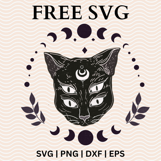 Cat Witch SVG Free File and PNG For Cricut & Silhouette