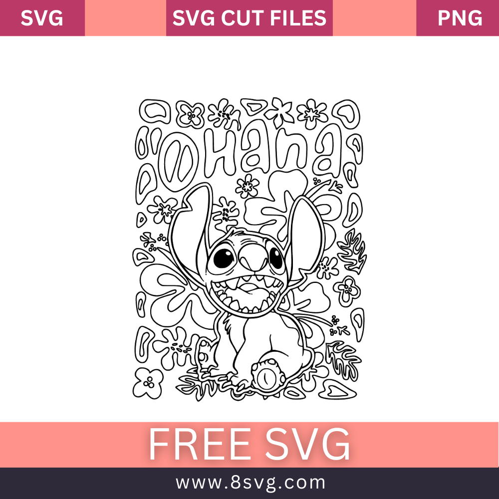 Stitch Ohana Outline Svg Free Cut File For Cricut