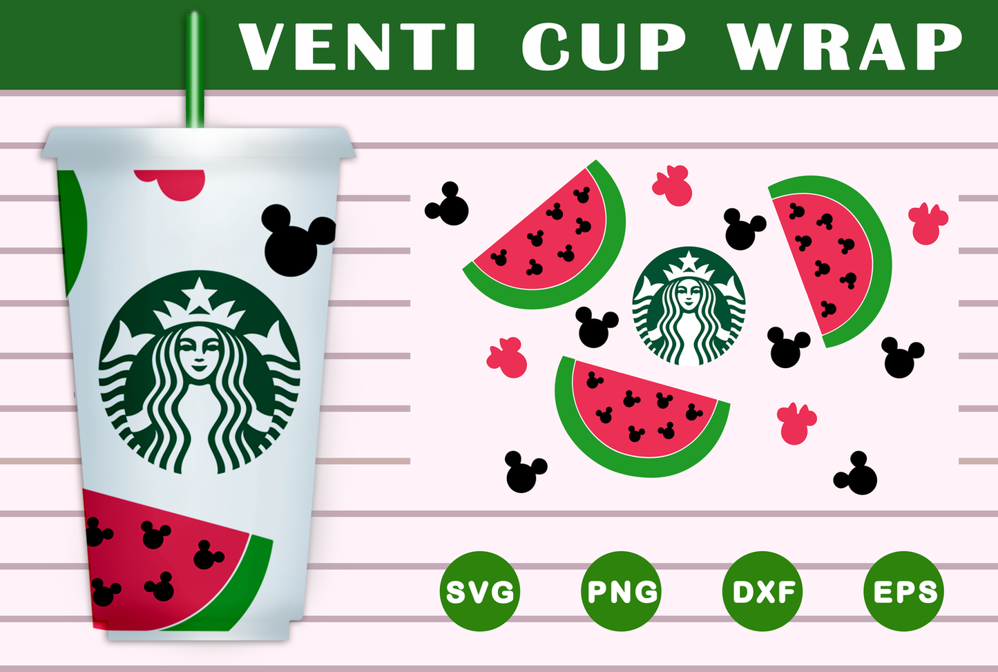 Watermelon coffe Starbucks Wrap SVG Free And Png Download- 8SVG