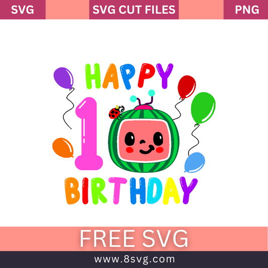 Cocomelon Girl 1 SVG Free - Happy Birthday Cut File