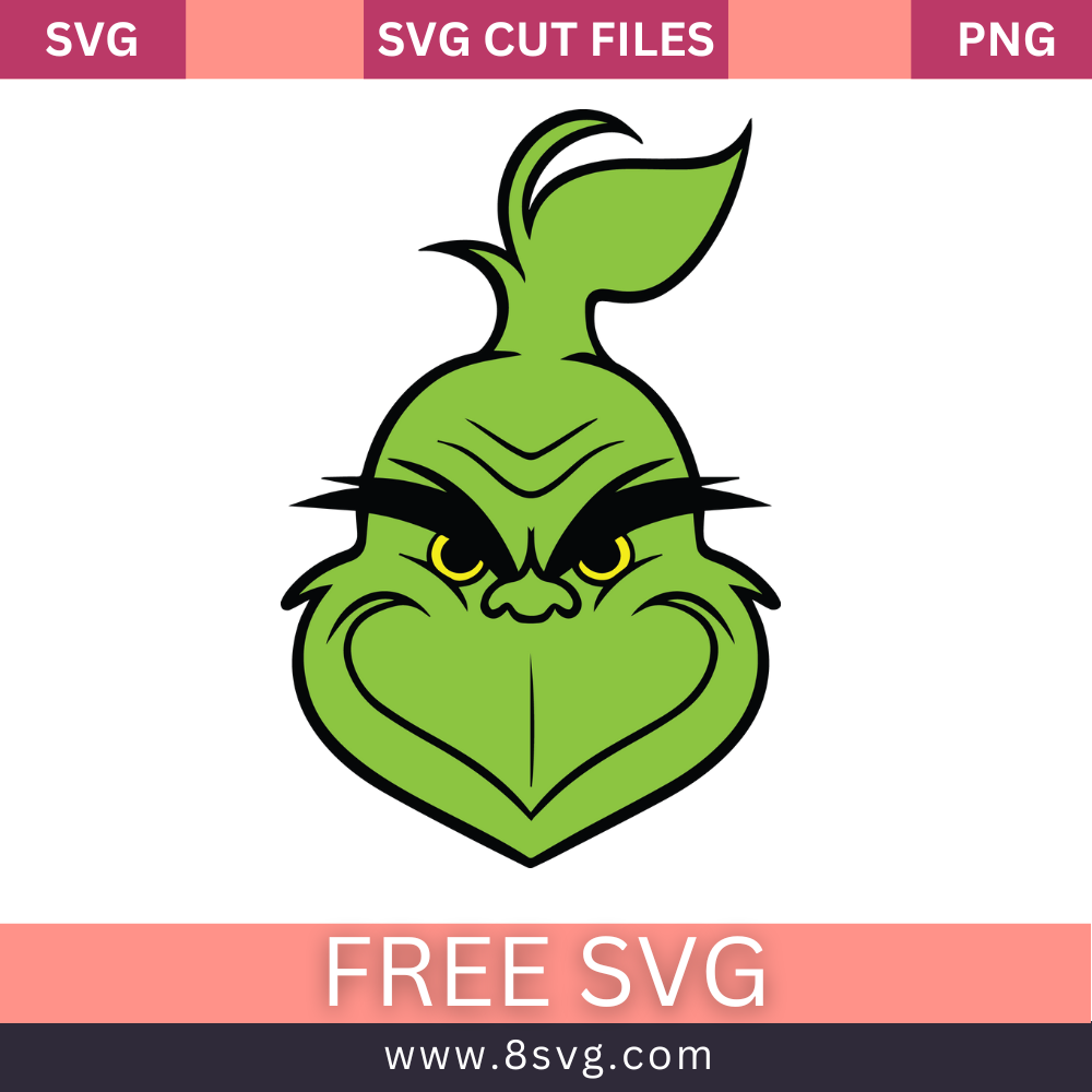 Grinch Face Green Svg Free Cut File For Cricut & Silhouette
