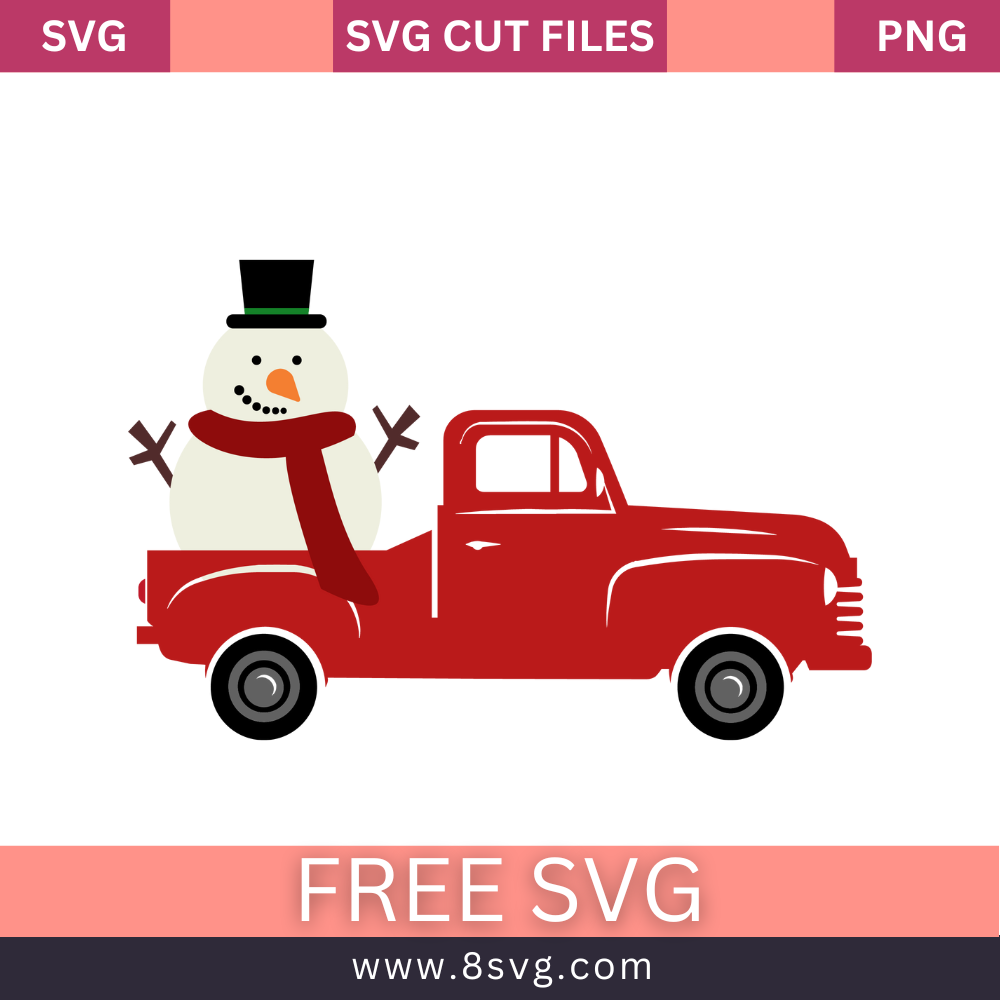 Snowman christmas Truck SVG Free And Png Download