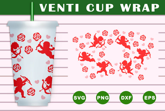 Cupid Rose Venti Cup Wrap SVG Free And Png Download