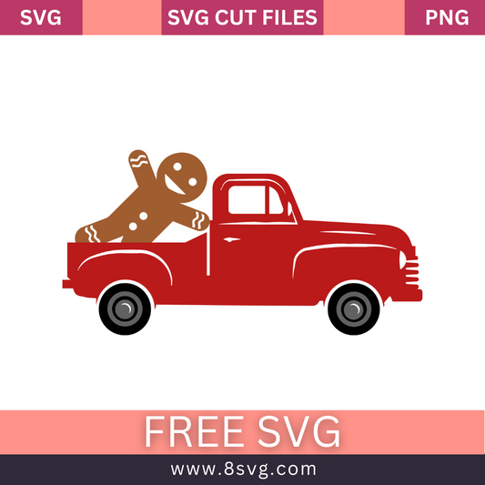 Gingerbread christmas Truck SVG Free And Png Download